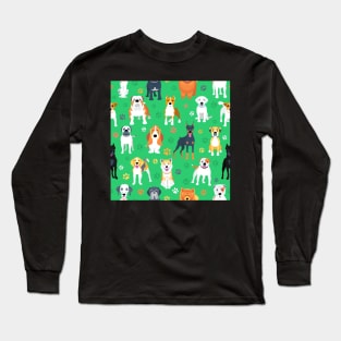 Dogs on the green background Long Sleeve T-Shirt